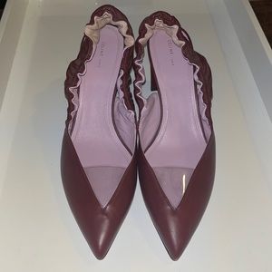 CELINE Paris BRAND NEW Phoebe Philo V-Neck Slingbacks Size 40 in Maroon/Burgandy
